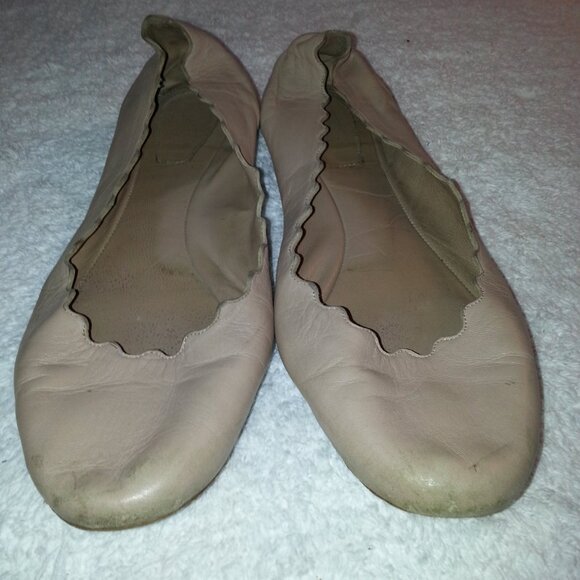 Size 38 Chloe Buttery Soft Worn Nude Ballet Flats - Picture 3 of 9